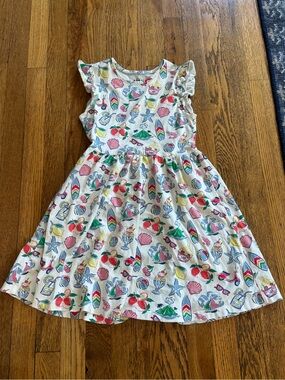 Mini Boden White Dress with Multicolor Summer Print